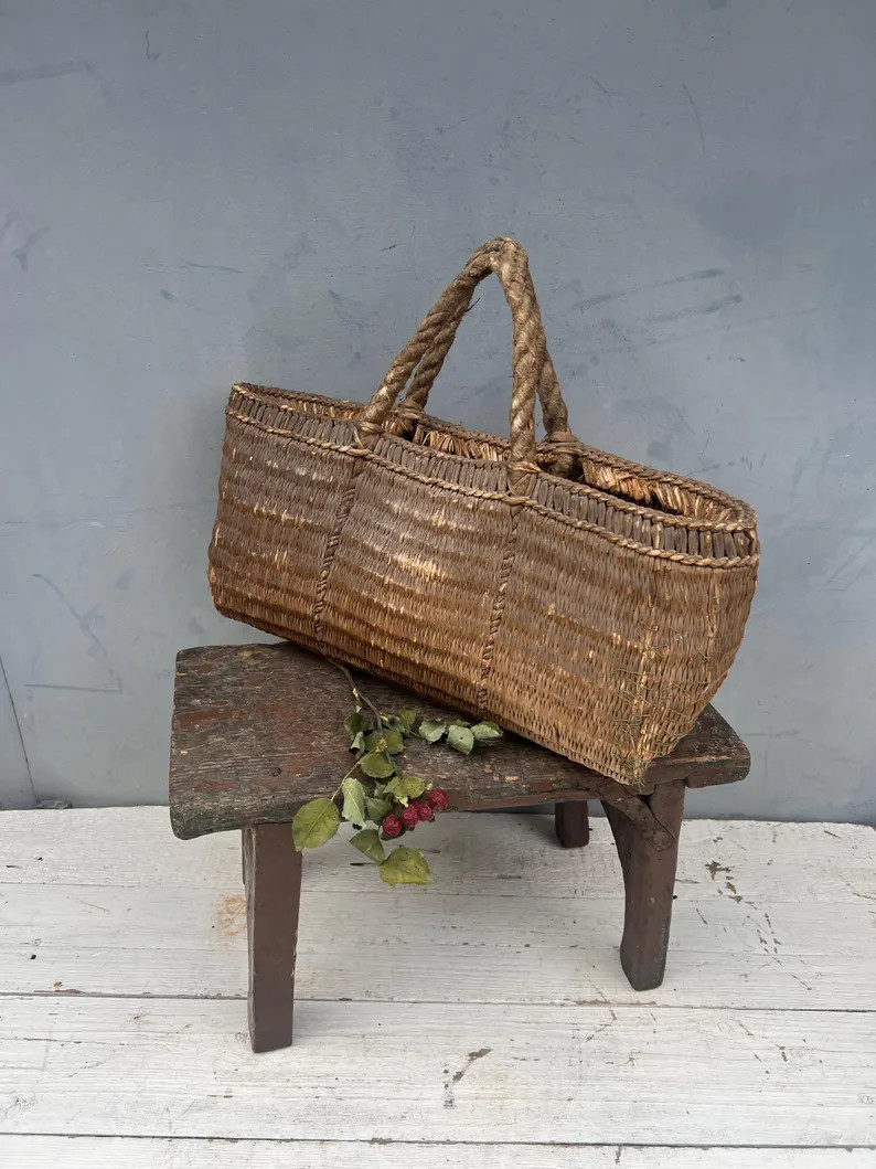 Antique Straw Bag. Traditional Antique Ukrainian Casual Bag, Cattail Bough, Collectible Bag, Prim... | Etsy (US)