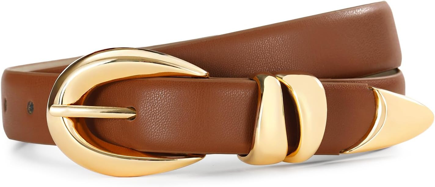Belts for Women with Gold Buckle for Jeans, Dress Leather Belts | Amazon (US)