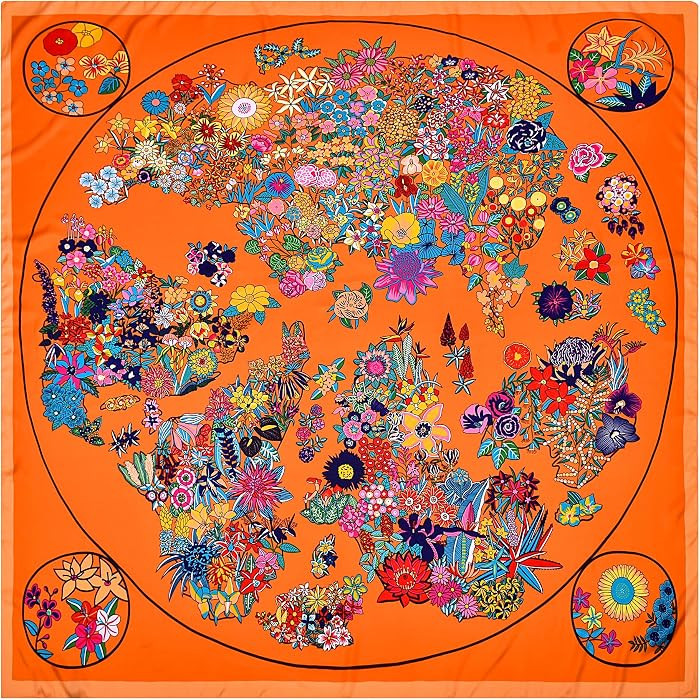 Stlvoll 53” Large Head Scarf for Women - Silk Satin Scarf for Hair Wrapping at Night Bandana Square Scarf for Sleeping | Amazon (US)