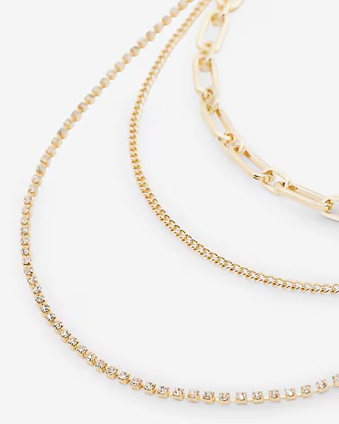 3 Row Layered Chain Necklace | Express