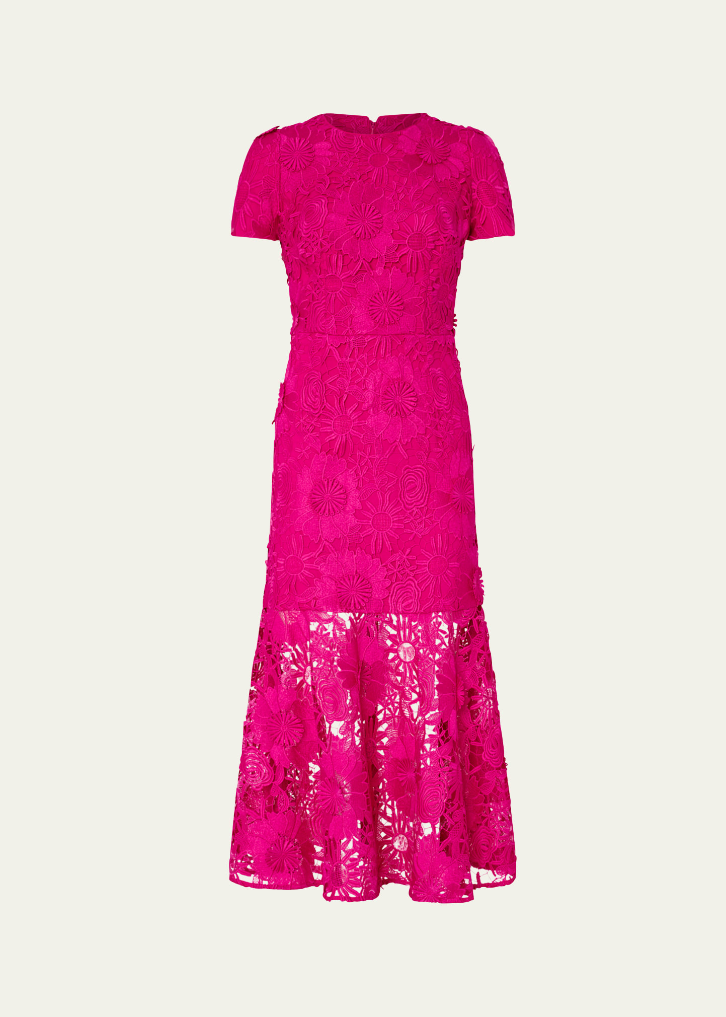 Milly Tahlia A-Line Cady & Floral Lace Midi Dress | Bergdorf Goodman