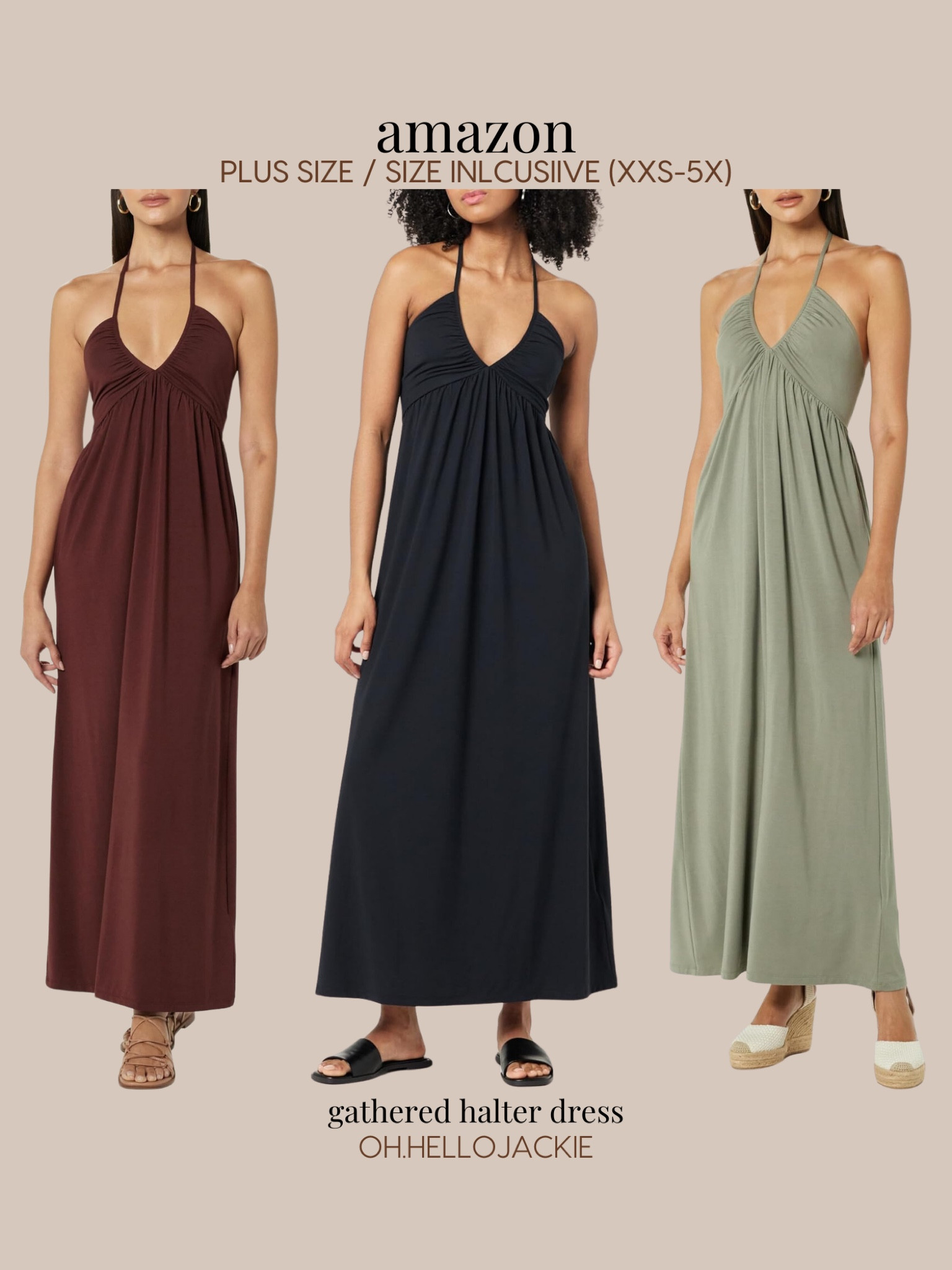 Affordable AMAZON finds! Plus size and size inclusive - XXS to 3X, 4X, 5X TRUE TO US SIZES.

Sexy Sundress Alert 🚨 These are made from a super comfortable material to keep you cool in the heat. While the deep neckline V halter adds a little spice. 

Deep chocolate brown long maxi dress, rich black v neck ankle length dress, sage green plunging neckline halter dress

#LTKStyleTip #LTKMidsize #LTKFindsUnder100
