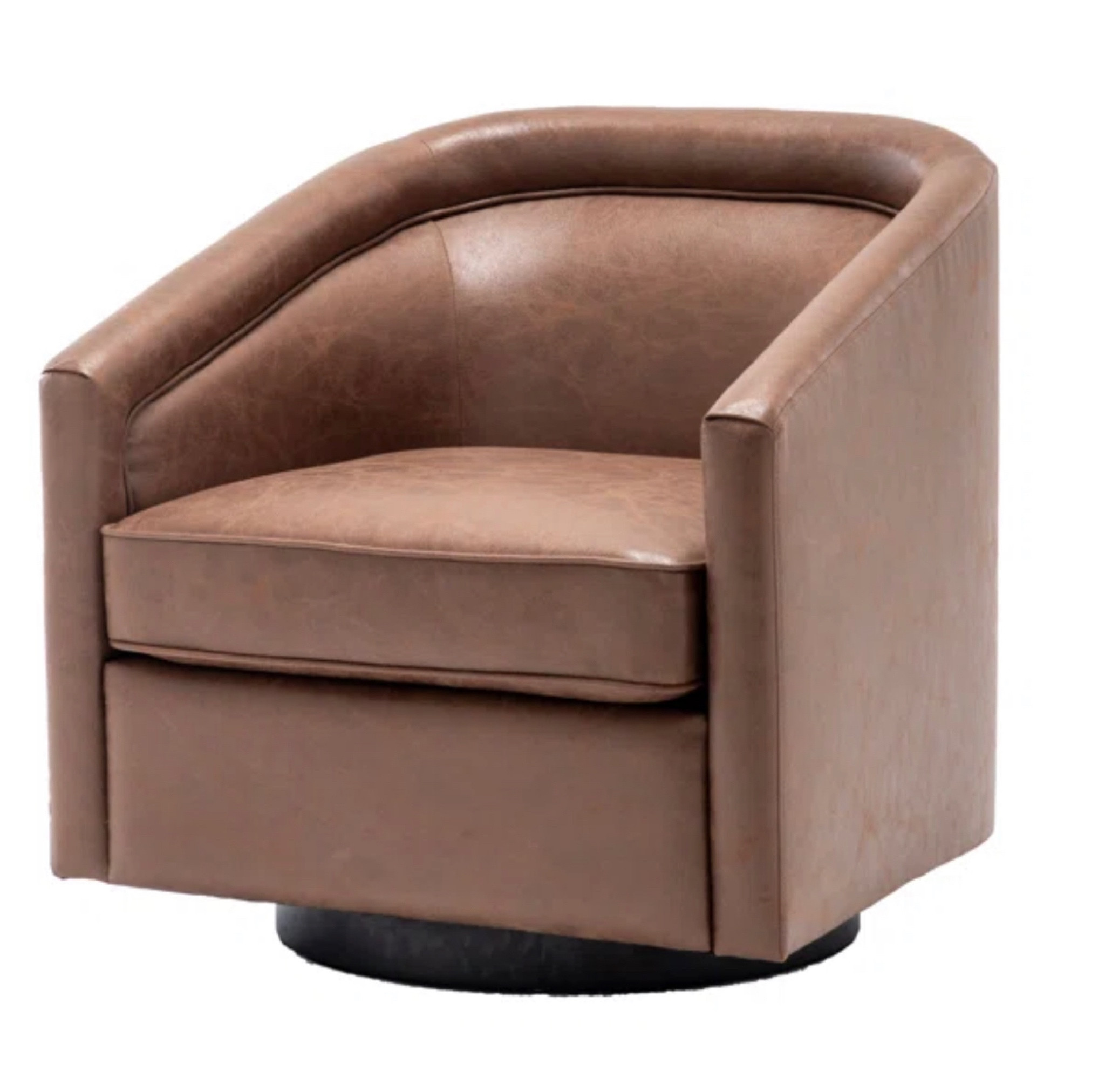 Vegan Leather Barrel Chair 