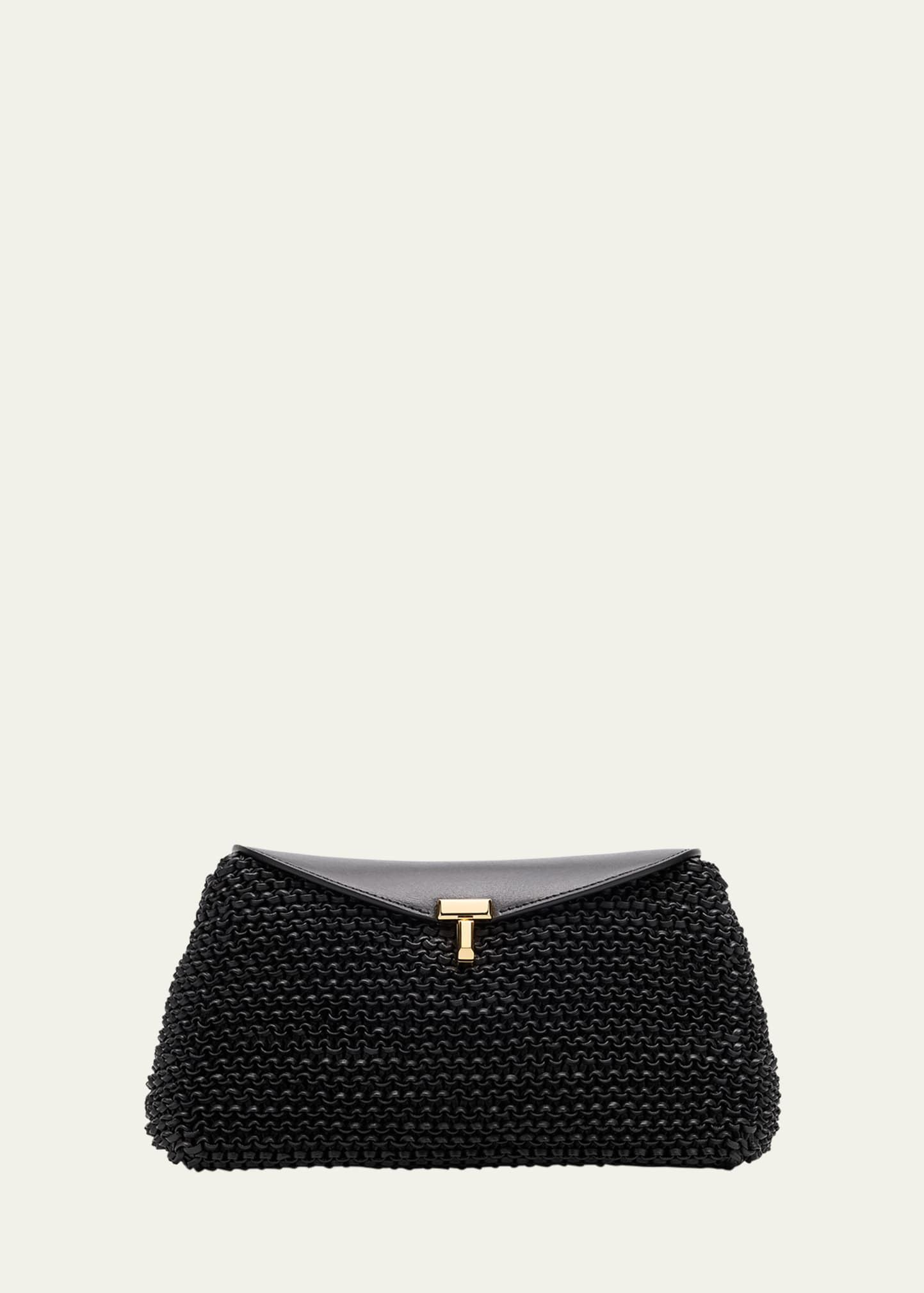 Toteme T-Lock Woven Leather Clutch Bag | Bergdorf Goodman