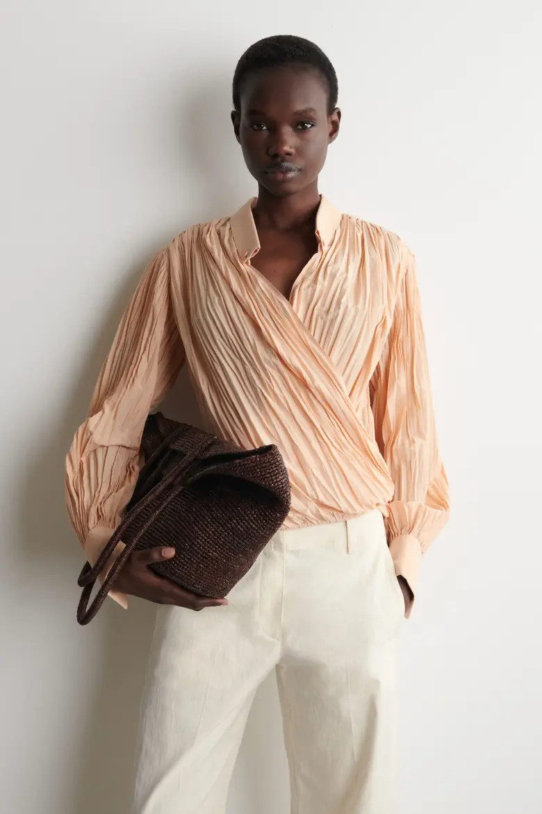 Crinkled Wrap-over Blouse (Women) | Nordstrom | Nordstrom