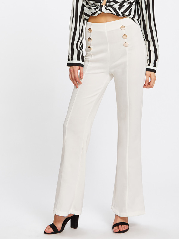 Pantalones de cintura alta con doble botones | SHEIN
