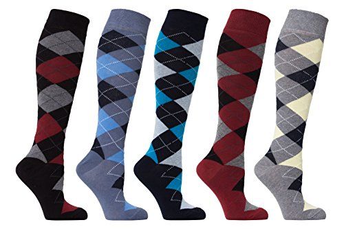 socks n socks - women's 5-pairs luxury cotton cool funky colorful fashion designer fun argyle kne... | Walmart (US)