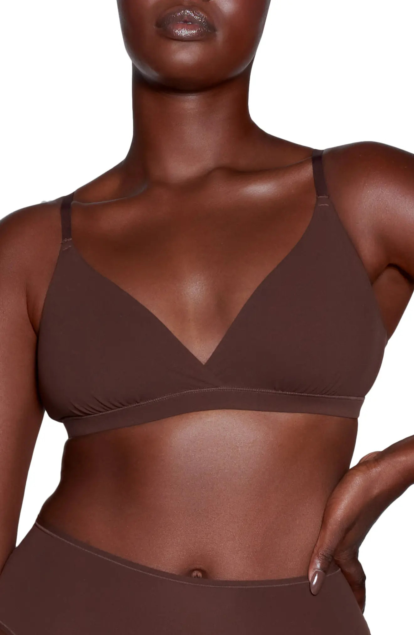 SKIMS Fits Everybody Crossover Bralette in Cocoa at Nordstrom, Size Small | Nordstrom