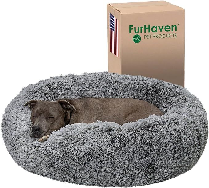 Furhaven 36" Round Calming Donut Dog Bed for Large/Medium Dogs, Refillable w/ Removable Washable ... | Amazon (US)