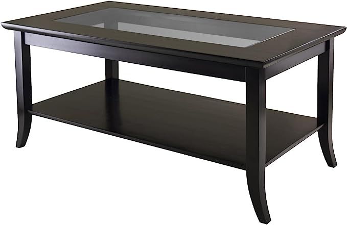 Winsome Genoa Rectangular Coffee Table with Glass Top And Shelf | Amazon (US)