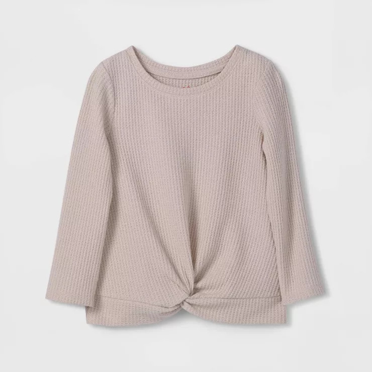 Toddler Girls' Solid Cozy Waffle Long Sleeve Top - Cat & Jack™ | Target