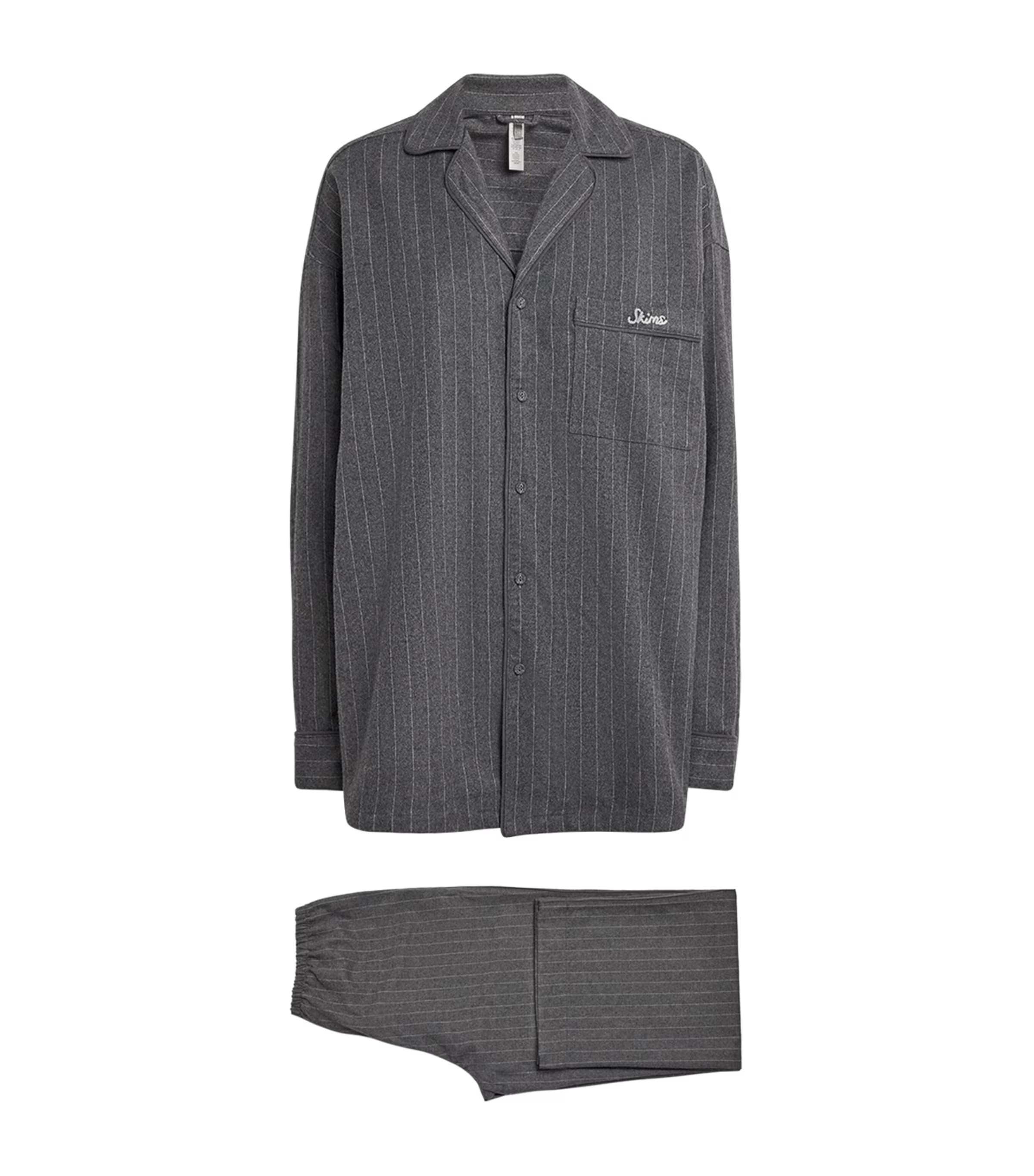 Skims Flannel Pinstripe Long-Sleeve Pyjama Set | Harrods (US)