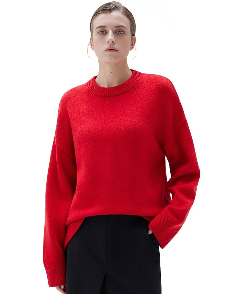 SUUKSESS Women Cashmere Oversized Long Sleeve Pullover Sweater Crew Neck Jumpers | Amazon (US)