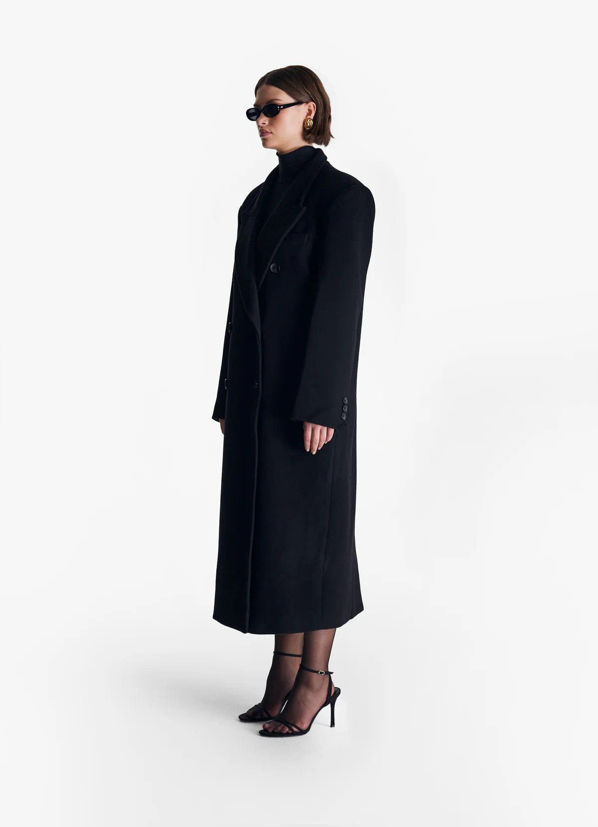 Black Wool Straight Trench Coat | DE SAVARY LONDON