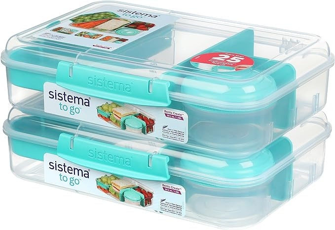 Sistema® Bento Create To Go™ 6-Cup Food Storage Container Bento Box with Lid and Dividers, 2 p... | Amazon (US)