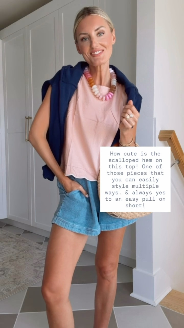 An easy but cute look for the weekend! This top is actually an Amazon find! Wearing S! Loverly Grey, Amazon, denim shorts, summer outfit, Americana sweater, Target

#LTKootd #LTKSeasonal