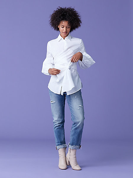 DVF Sinclair Oxford Cotton Poplin Top | Diane von Furstenberg - DVF World