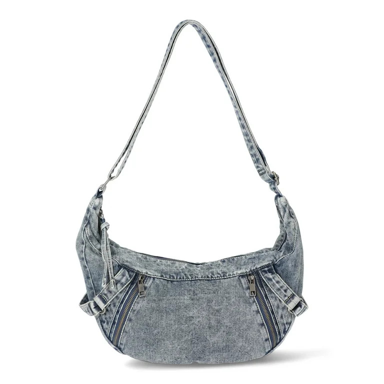 No Boundaries Casual Hobo Bag, Blue Denim, Women's | Walmart (US)