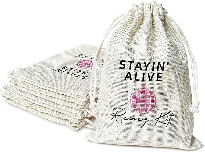 Hangover Kit Bags, Stayin' Alive With Drawstring Gift Bag, for Bridal Shower, Wedding, Travel, Ba... | Amazon (US)