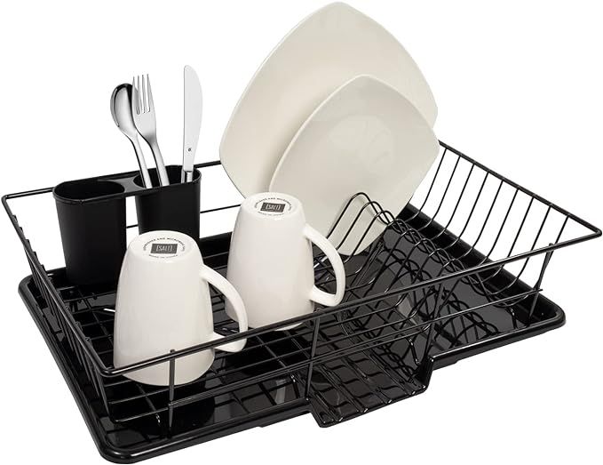 Sweet Home Collection Dish Drainer Drain Board and Utensil Holder Simple Easy to Use, 12" x 19" x... | Amazon (US)