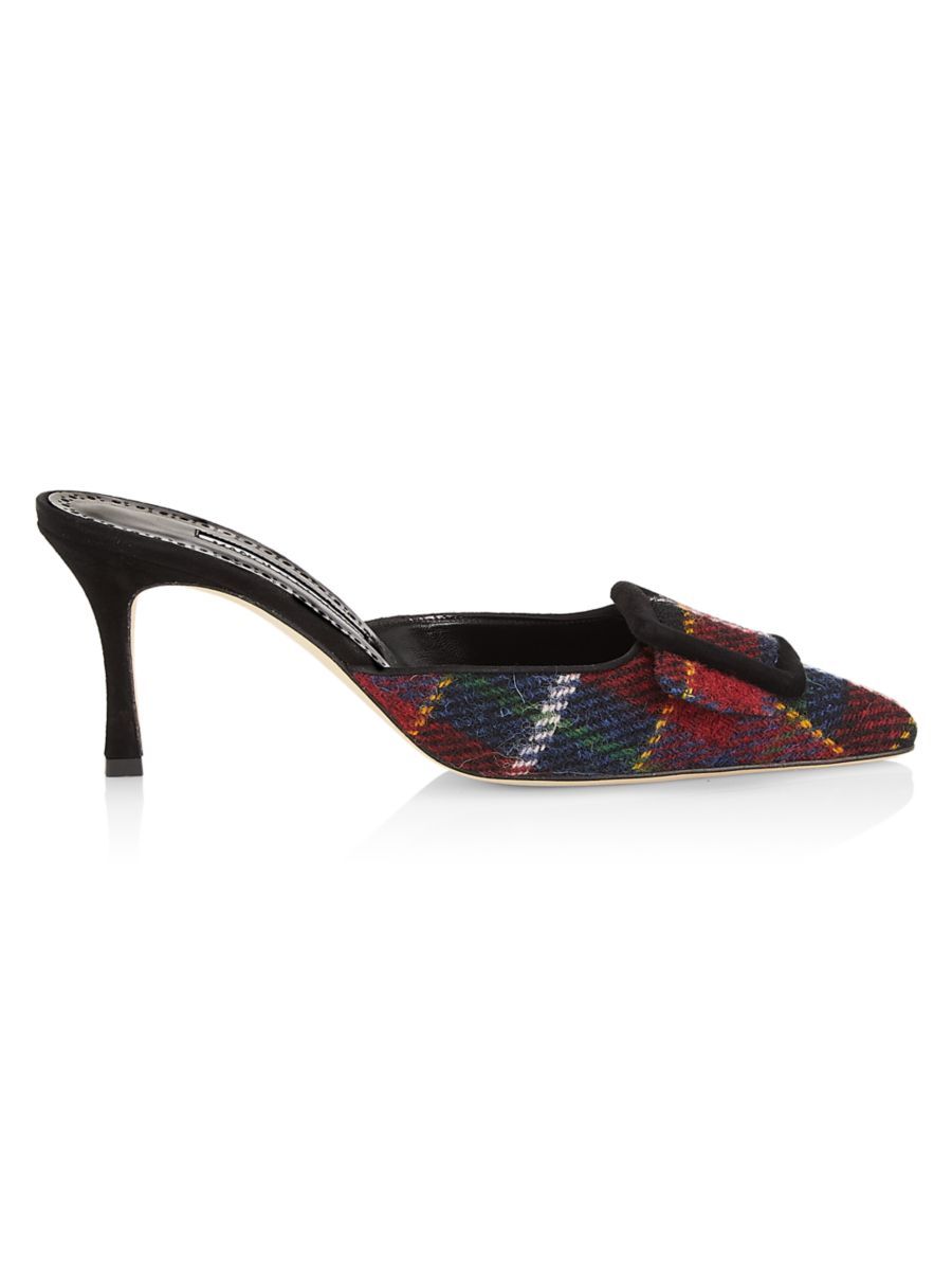 Manolo Blahnik Maysale 70 Plaid Mules | Saks Fifth Avenue