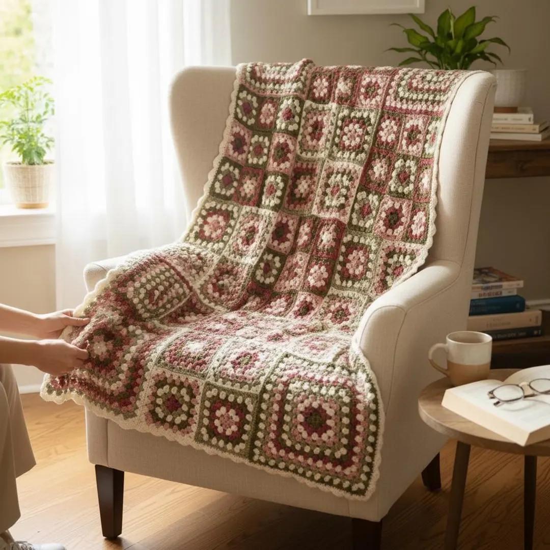Vintage Crochet Granny Square Crochet Blanket | Etsy (US)