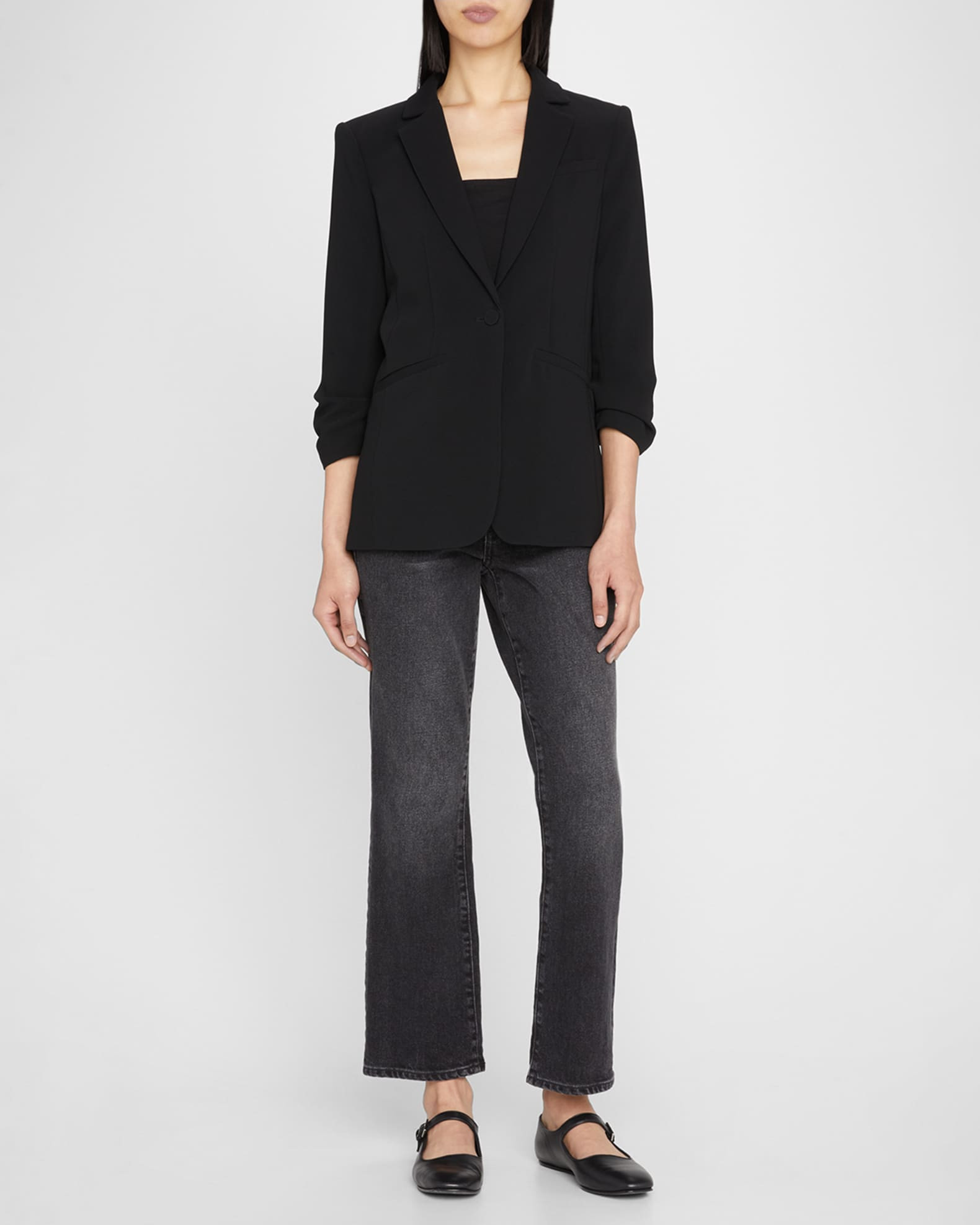 Khloe Crepe 3/4-Sleeve Blazer | Neiman Marcus