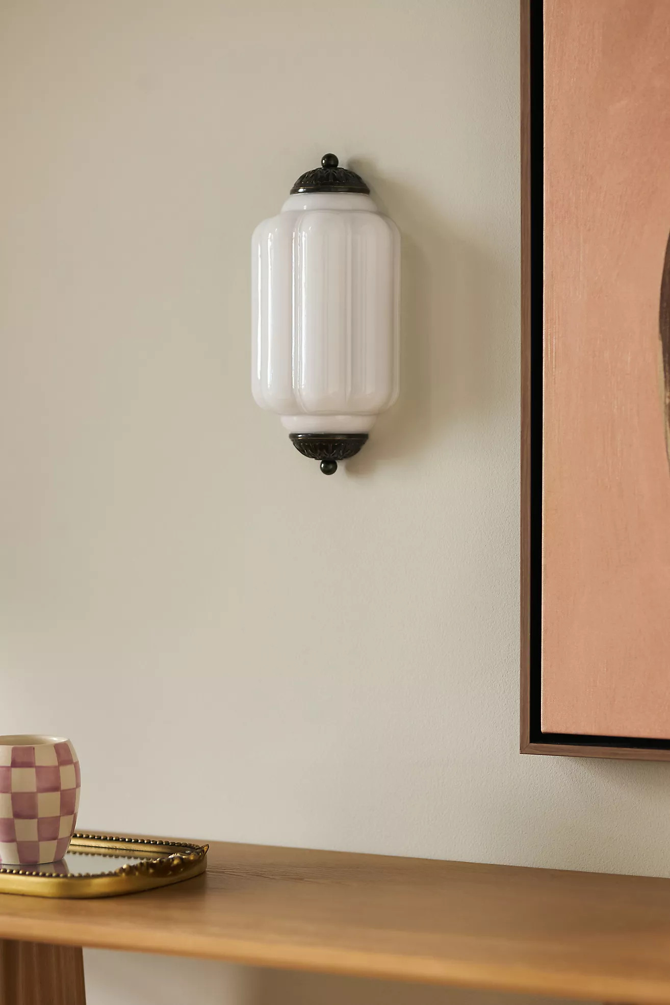 The Eloise Scallop Milk Glass Flush Sconce Wall Light | Anthropologie (US)