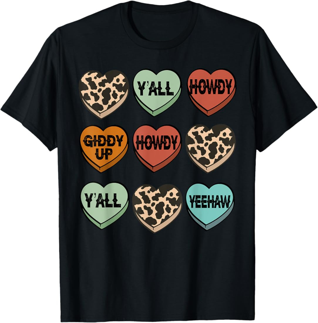 Western Southern Cowgirl Cowboy Howdy Valentine's Day T-Shirt | Amazon (US)