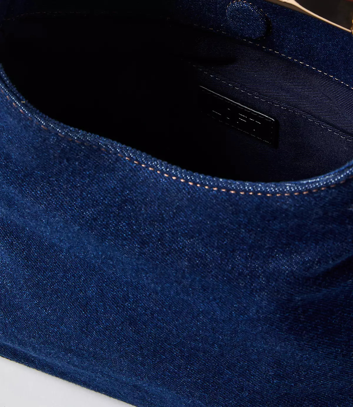 Metallic Handle Denim Hobo Bag | LOFT