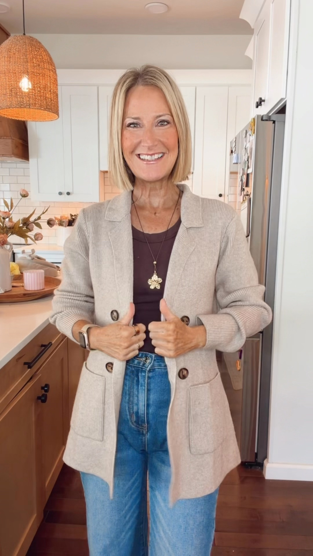 The perfect fall layer! 🍂 This cardigan blazer is so soft and comfy, but still gives your outfit that polished, elevated look. Such an easy piece to throw on and instantly feel more put together!

#LTKgrwm #LTKOver40 #LTKWorkwear