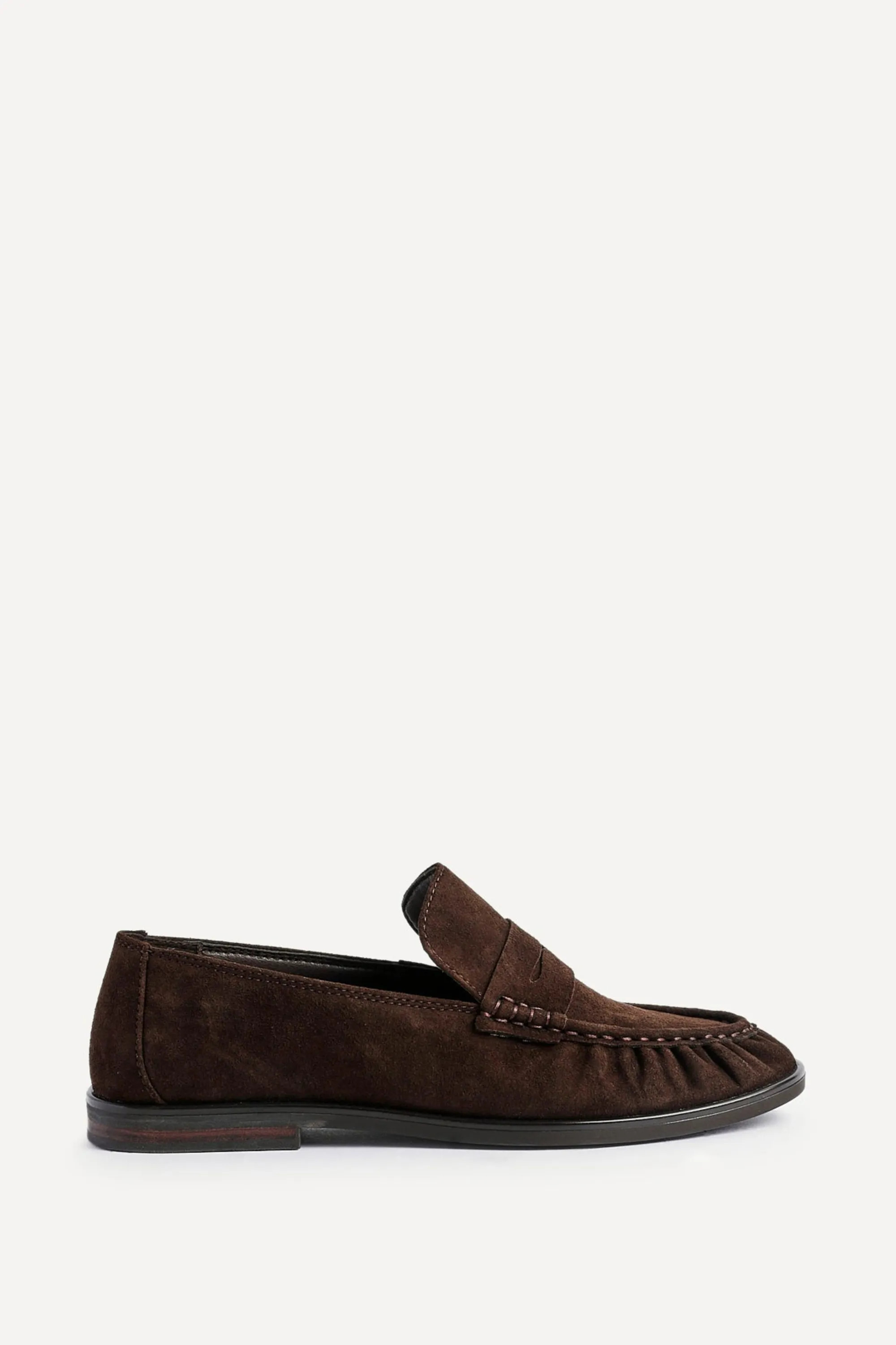 Flats | Belmont Brown Suede Leather Ruched Loafer | Linzi | Debenhams UK