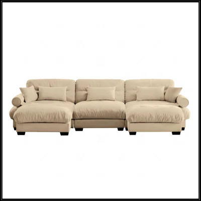 U Shape Modular Sectional Sofa Couch With Two Movable Ottomans | Wayfair North America