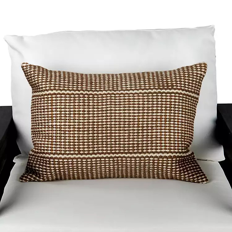 Tan and White Striped Outdoor Lumbar Pillow | Kirklands