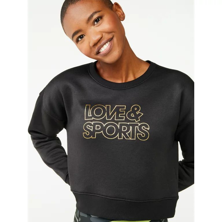 Love & Sports Women's Fleece Cropped Logo Sweatshirt - Walmart.com | Walmart (US)