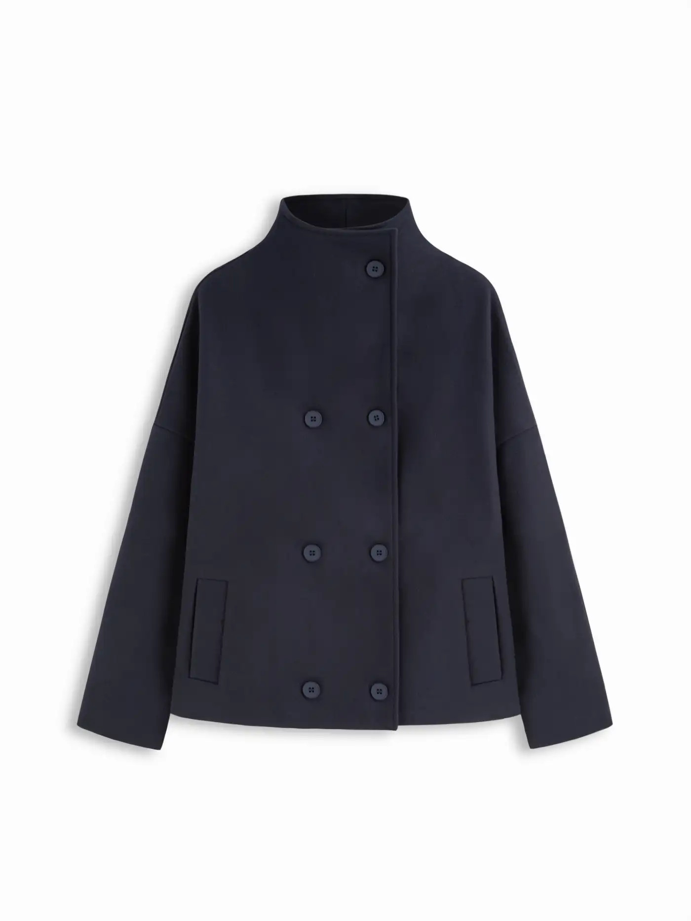 Wool-look High Neck Double Breasted Oversized Jacket... | Cider