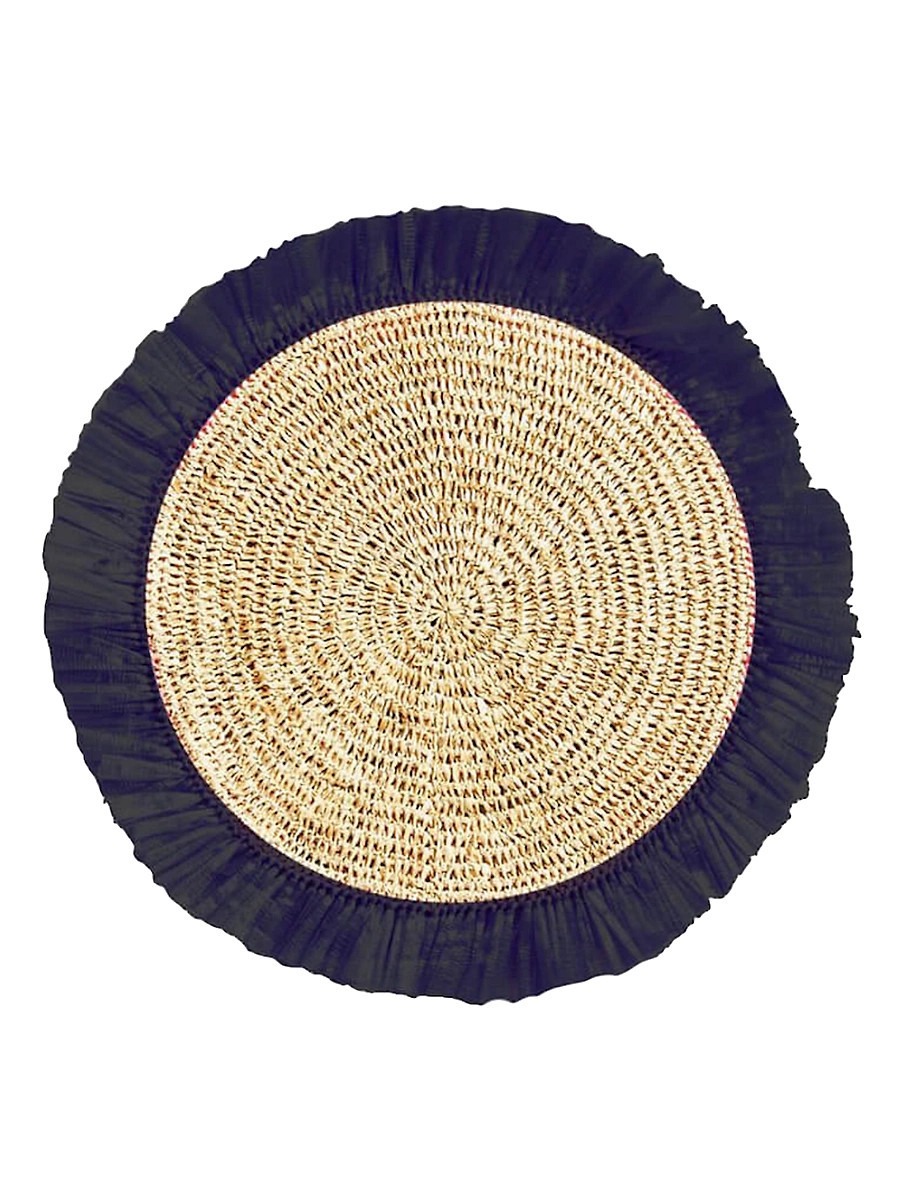 Woven Rattan Fringe Placemats, Set of 4 - Black | Saks Fifth Avenue