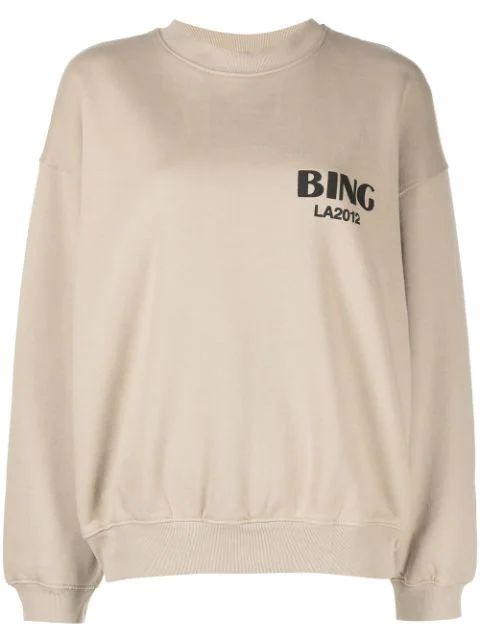 ANINE BING Jaci logo-print Cotton Sweatshirt - Farfetch | Farfetch Global