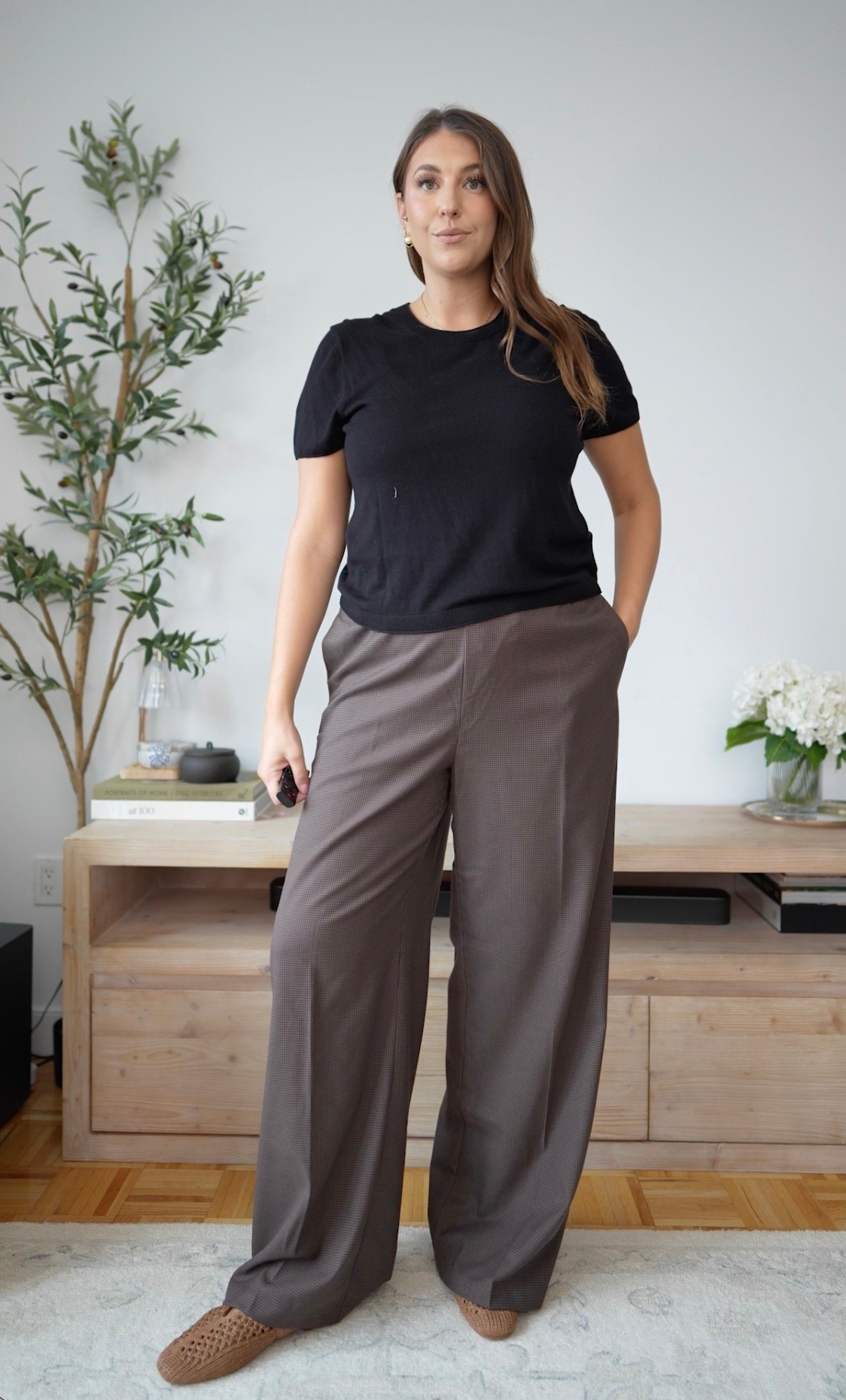 Easy fall workwear with a relaxed twist 🤎 A simple black knit, wide-leg trousers, and woven flats make this polished without feeling too dressed up.

fall workwear, trouser outfit, wide leg pants, black top outfit, neutral fall style, office outfit, elevated basics, casual workwear, fall fashion

#LTKTravel #LTKTall #LTKmomlife