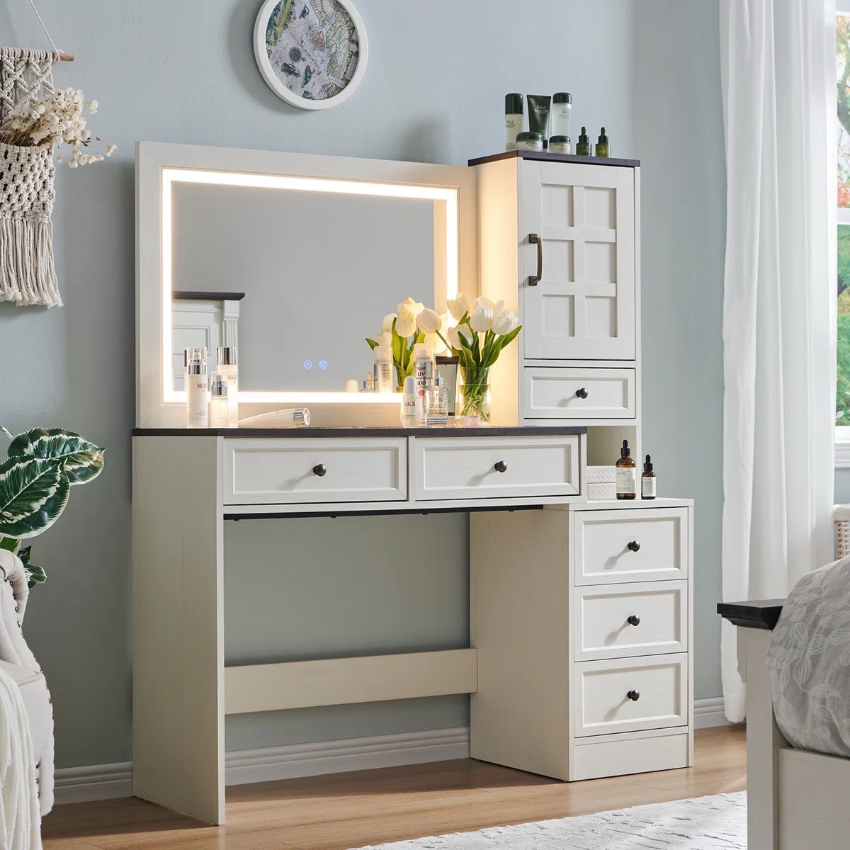 47” farmhouse vanity desk with LED touch mirror, glass top, drawers, and charging station — perfect for makeup, storage, and modern organization. ON SALE and under $250.

Keywords:

* farmhouse vanity desk
* vanity with mirror and lights
* makeup vanity with drawers
* glass top vanity
* LED mirror vanity
* dressing table with storage
* glam vanity desk
* makeup table
* bedroom decor
* beauty room setup
* getting ready space
* home organization
* daily routine aesthetic
* apartment decor ideas
* vanity setup ideas
* modern farmhouse decor
* modern farmhouse aesthetic
* soft luxury decor
* cozy chic interior
* feminine home decor
* clean girl aesthetic
* warm neutral style
* organized aesthetic
* elevated everyday living

#LTKSaleAlert #LTKSeasonal #LTKHome