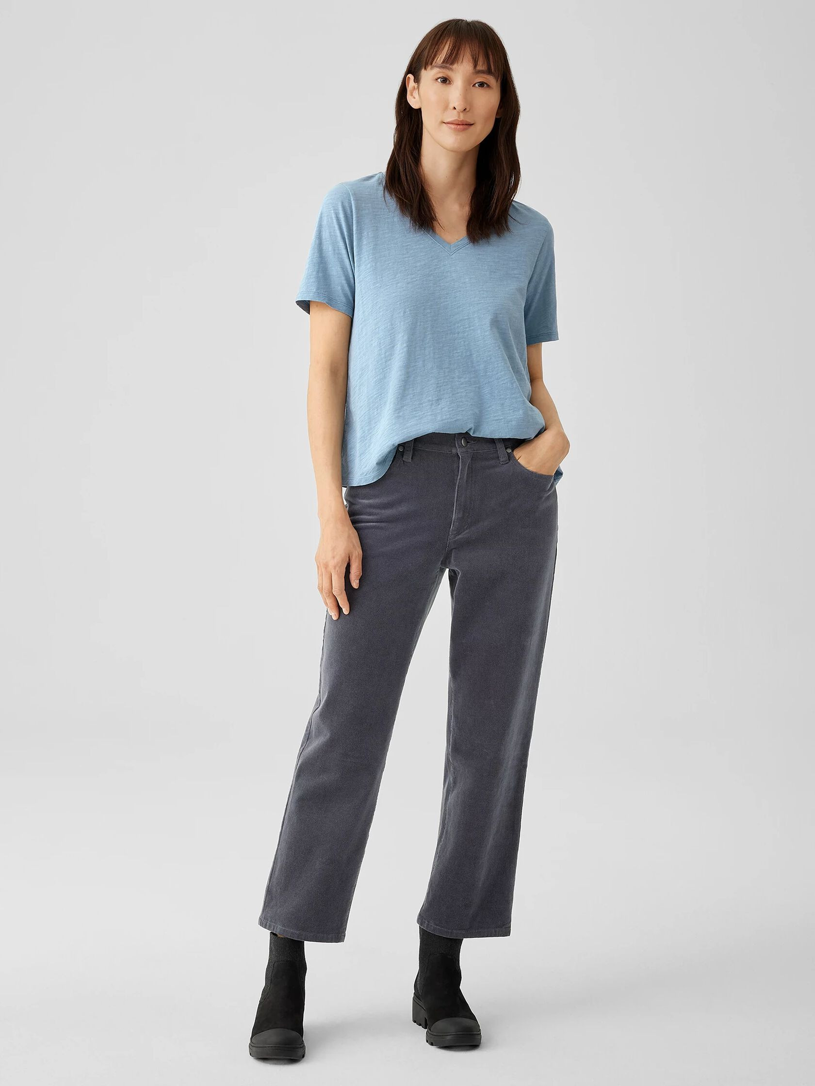 Organic Cotton Stretch Corduroy Straight Pant | Eileen Fisher