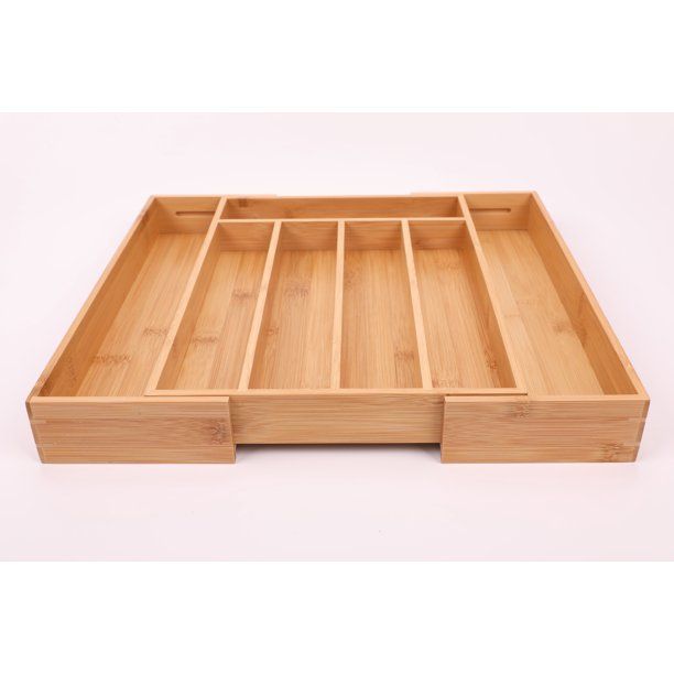 Better Homes & Gardens Natural Bamboo Expandable Cutlery Tray Drawer Organizer-13.98 x 10.04 x 1.... | Walmart (US)