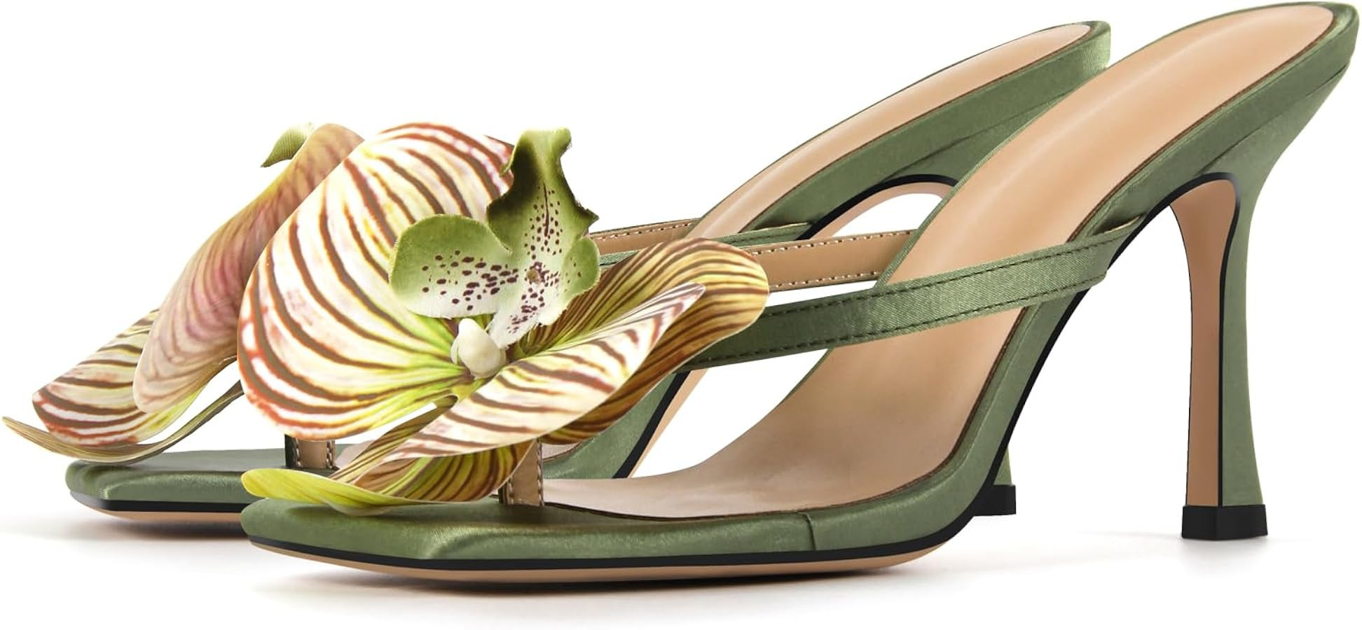 Only maker Orchid Heels for Women Square Toe Low Block Heel Sandals | Amazon (US)