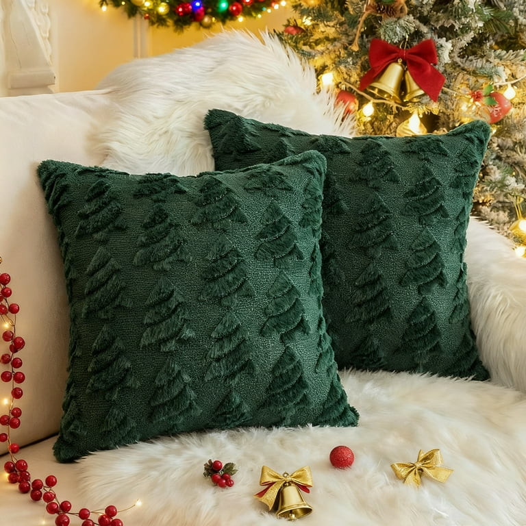Sanmadrola Christmas Tree Decorative Throw Pillow Covers Set of 2, 18"x18" Soft Fluffy Pillowcase... | Walmart (US)