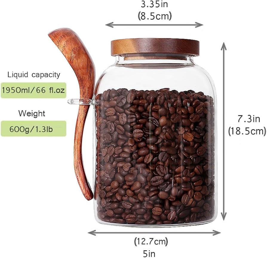 Glass Canisters with Airtight Lids and Spoons Set of 2, 66 OZ Glass Flour and Sugar Containers wi... | Amazon (US)