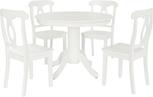 DOREL Living Aubrey 5 piece Traditional Height Pedestal Dining Set, White | Amazon (US)