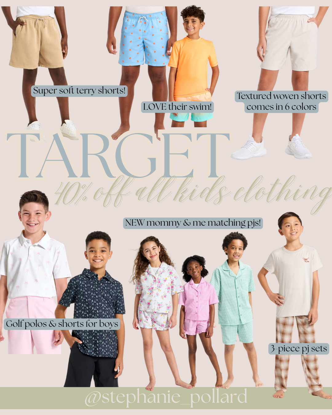 Target Circle Days - 40% off TODAY ONLY on all baby, toddler, and kids clothing. Includes swim. 

New mommy and me pajama sets just dropped too and they're perfect for Easter!  

Love the new boys golf clothes too! 

 #LTKSwim #LTKBaby #LTKKids