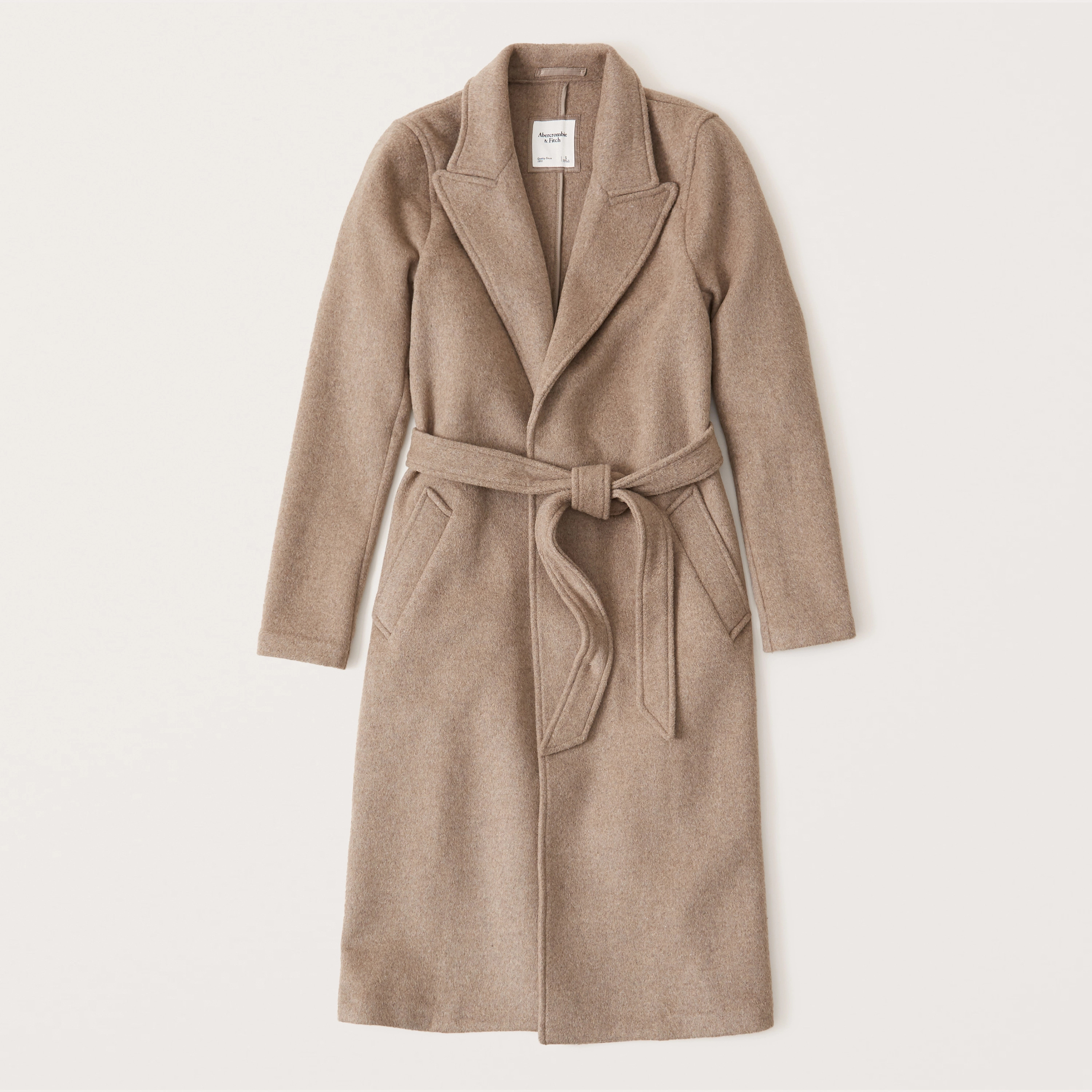 Wool-Blend Belted Dad Coat | Abercrombie & Fitch (US)