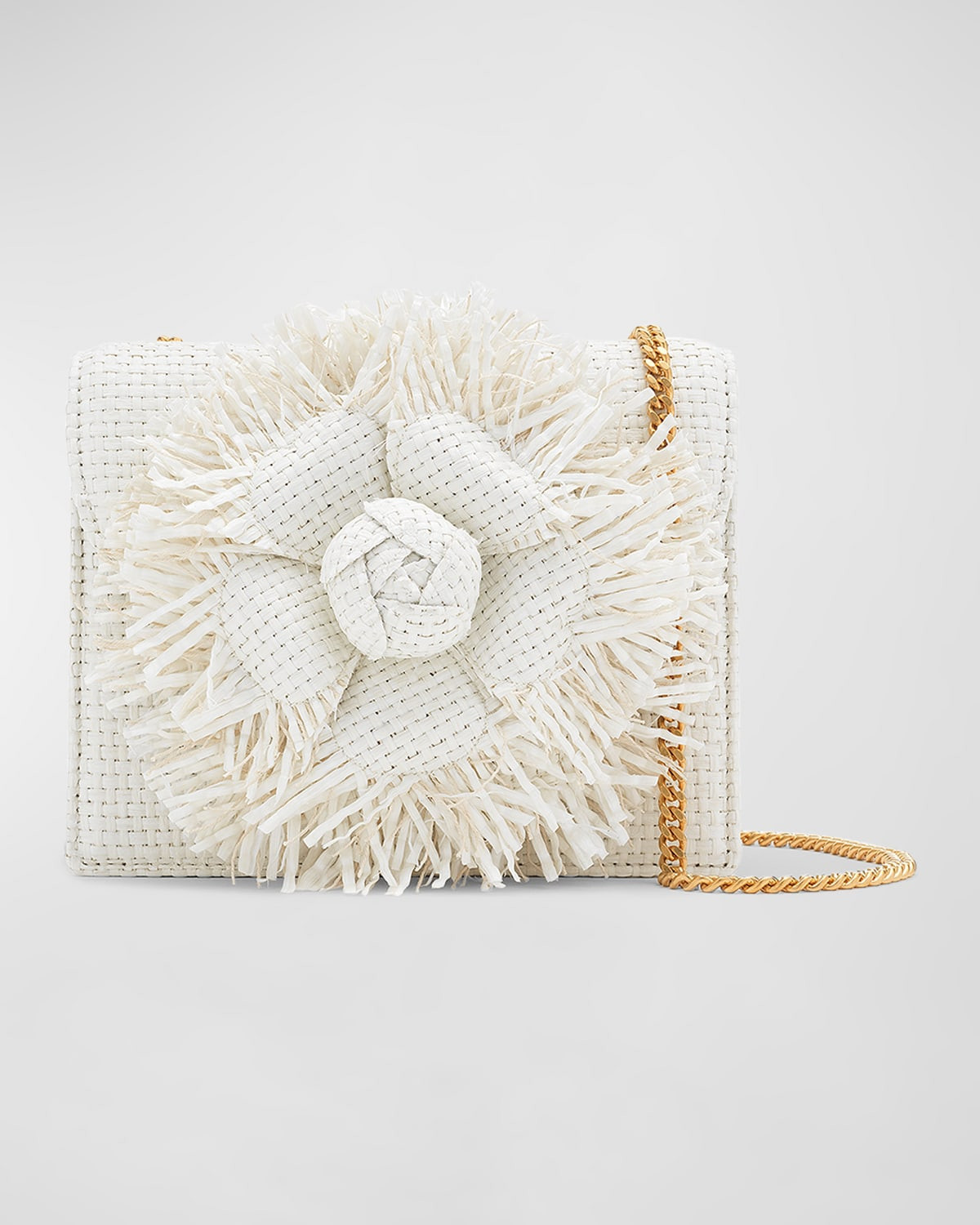 Mini Fringe Flower Raffia Shoulder Bag | Neiman Marcus
