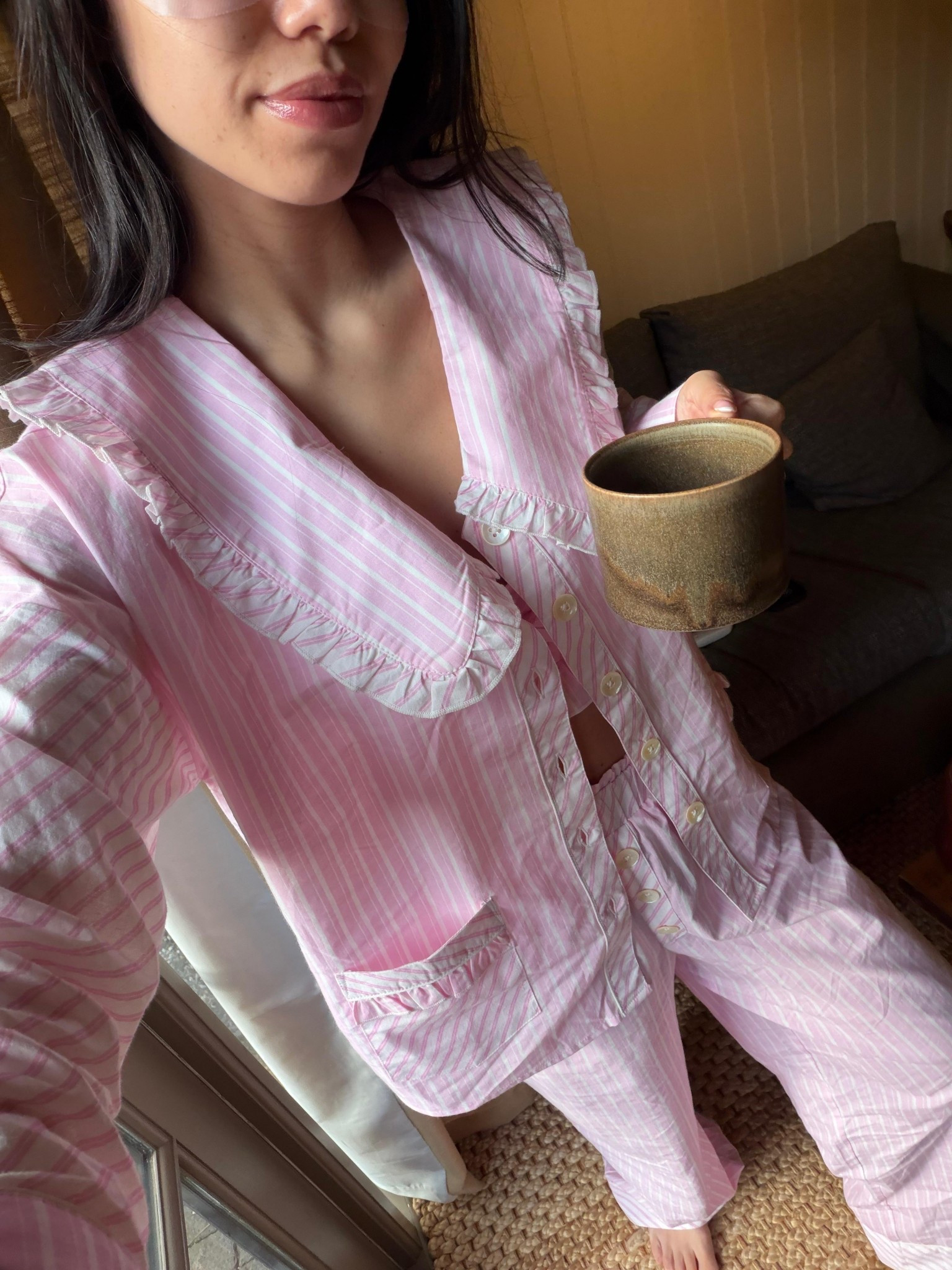 A girls’ trip to the countryside 🌳🪵☕️ wearing all River Island, pink stripe frilly pyjamas 

#LTKspring #LTKstyletip